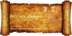Müncz Kadosa névjegykártya